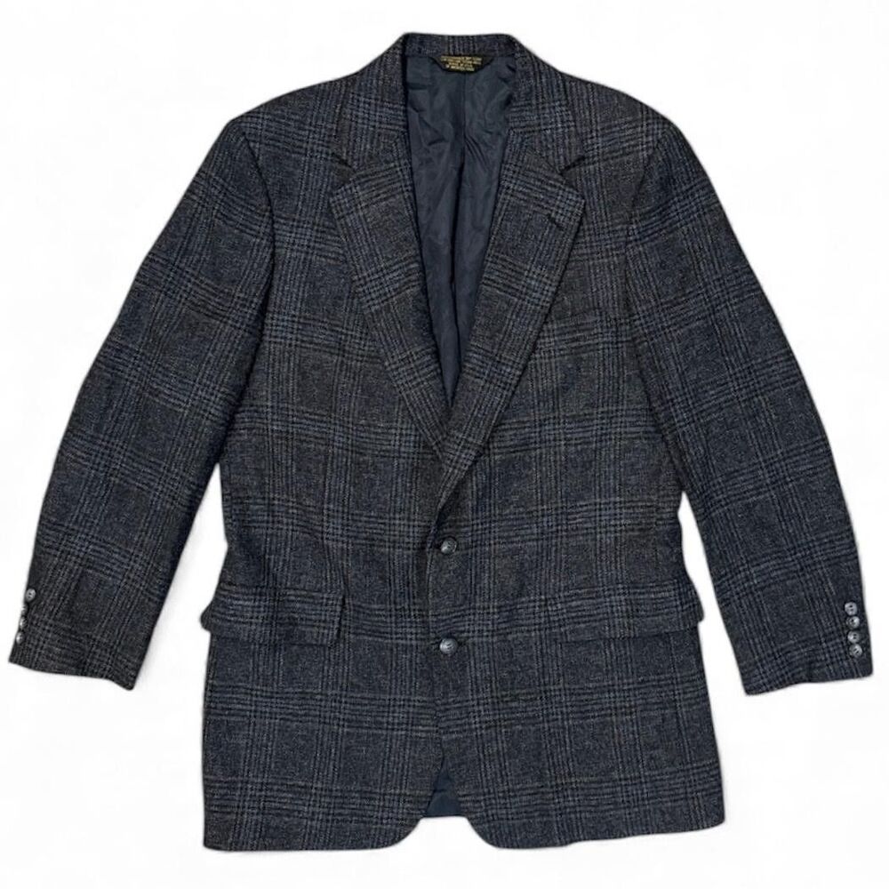 Vintage Strathmore Anderson Little Blazer Mens 44L Wool Plaid Sport Coat 80s USA